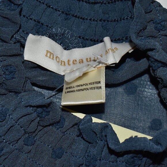 Monteau Swiss Dot Semi Sheer 3/4 Sleeve Blouse Size XS - Picture 13 of 14